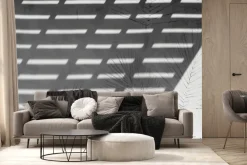 Fototapeta: Delikatne odbicie palm na ścianie z cieniem