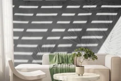 Fototapeta: Delikatne odbicie palm na ścianie z cieniem