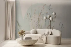 Fototapeta: Delikatne polne trawy na jasnym tle