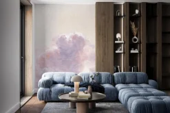 Fototapeta: Delikatne różowe chmury na jasnym tle