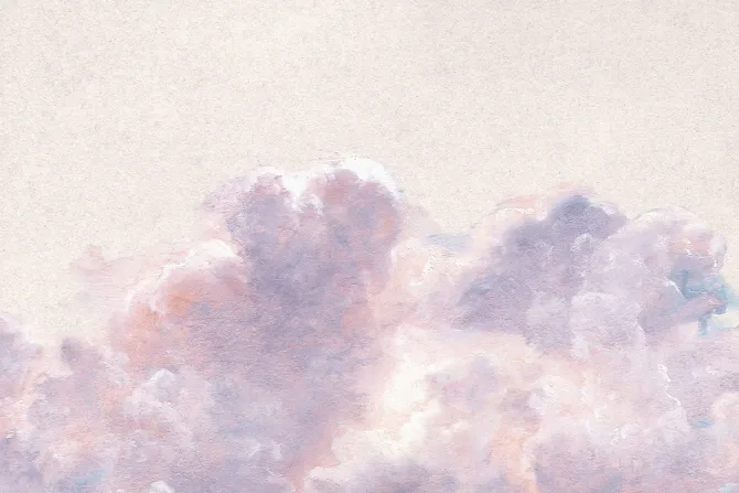 Fototapeta: Delikatne różowe chmury na jasnym tle