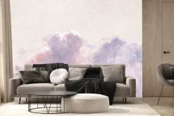 Fototapeta: Delikatne różowe chmury na jasnym tle