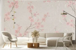 Fototapeta: Delikatne różowe kwiaty wiśni na gałązkach
