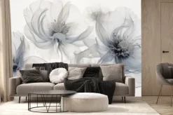 Fototapeta: Delikatne szaro-błękitne płatki kwiatów