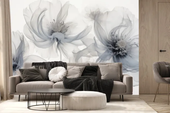 Fototapeta: Delikatne szaro-błękitne płatki kwiatów