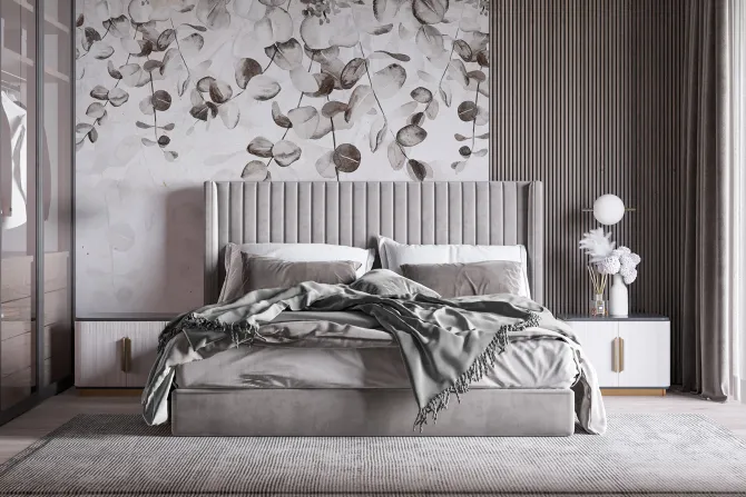 Fototapeta: Delikatne szare liście na jasnym tle