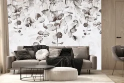 Fototapeta: Delikatne szare liście na jasnym tle