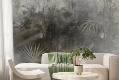 Fototapeta: Delikatne tropikalne rośliny na betonie