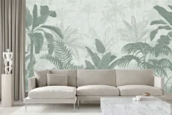 Fototapeta: Delikatne zielone palmy i egzotyczne liście