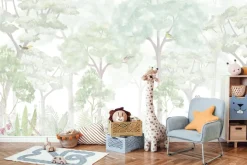 Fototapeta: Delikatny krajobraz lasu z ptakami