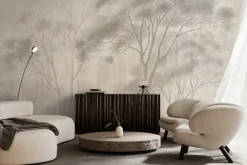 Fototapeta: Delikatny krajobraz lasu w beżach