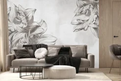 Fototapeta: Delikatny lotos na surowym tle w odcieniach szarości