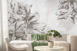 Fototapeta: Delikatny lotos na surowym tle w odcieniach szarości