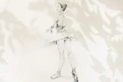 Fototapeta: Delikatny szkic baletnicy na jasnym tle