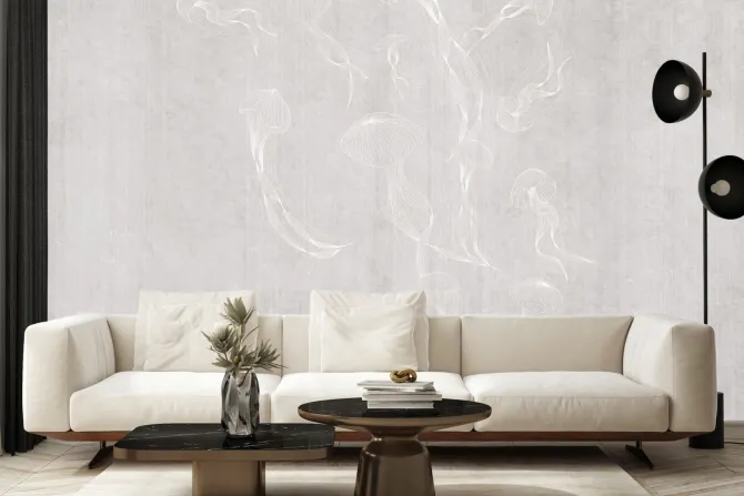 Fototapeta: Delikatny szkic morskich meduz