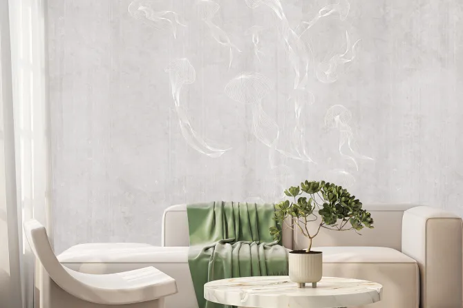 Fototapeta: Delikatny szkic morskich meduz