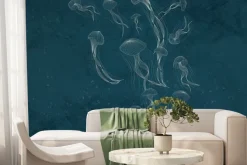 Fototapeta: Delikatny szkic morskich meduz