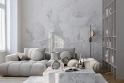 Fototapeta: Delikatny szkic kwiatów róży i liści