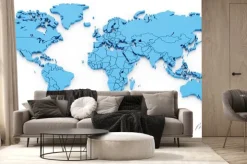 Fototapeta: Detail world map with national borders, 3d render