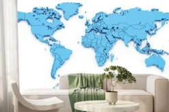 Fototapeta: Detail world map with national borders, 3d render