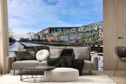 Fototapeta: Detroit, michigan tory kolejowe i śnieg - krajobraz kolorowe