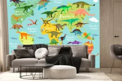 Fototapeta: Dinozaury na mapie świata