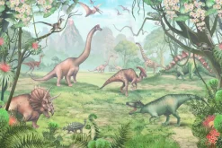 Fototapeta: Dinozaury w tropikach z wulkanami