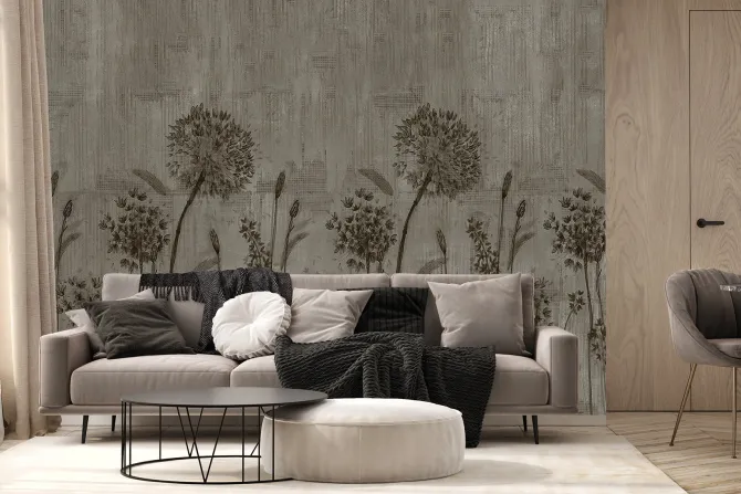 Fototapeta: Dmuchawce na betonowym tle w szarości