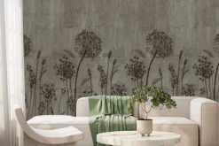 Fototapeta: Dmuchawce na betonowym tle w szarości