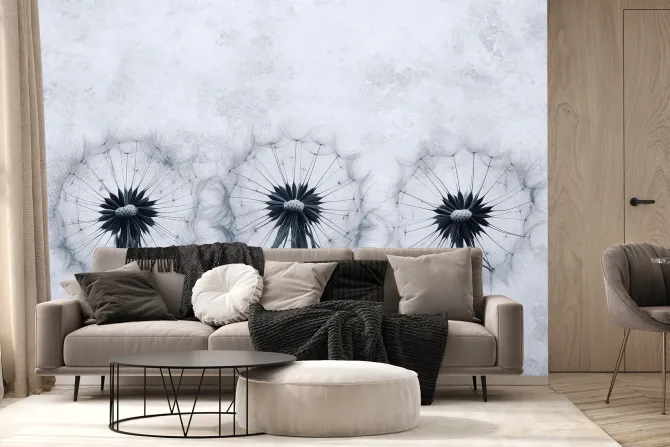 Fototapeta: Dmuchawce na szarym betonowym tle