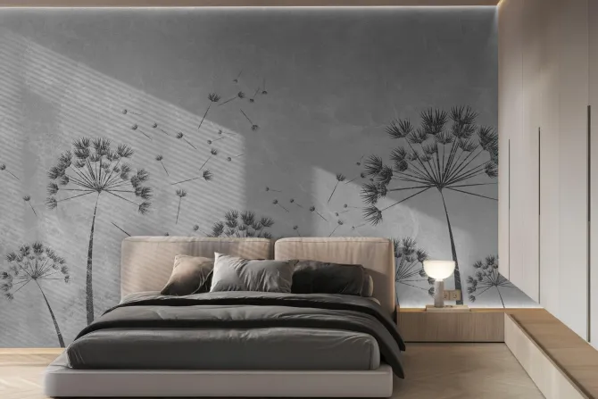 Fototapeta: Dmuchawce na szarym betonie