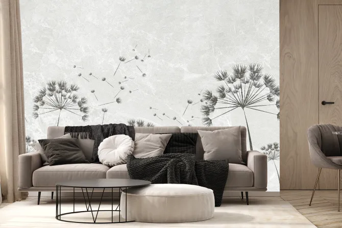 Fototapeta: Dmuchawce na szarym betonie