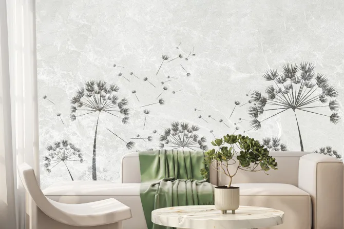 Fototapeta: Dmuchawce na szarym betonie