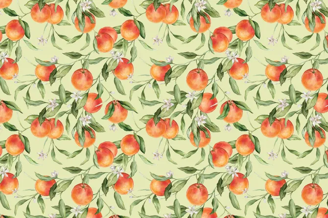 Fototapeta: Dojrzałe pomarańcze z kwiatami