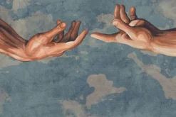 Fototapeta: Dłonie ludzkie na abstrakcyjnym tle nieba