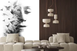 Fototapeta: Double exposure portrait of an elegant woman with closed eyes