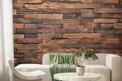 Fototapeta: Drewniane cegły tekstura ciemnego drewna tło