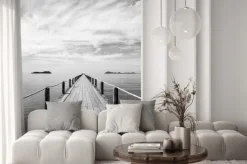 Fototapeta: Drewniany most czarno-biały pejzaż