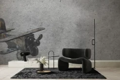 Fototapeta: Drewniany samolot zabawka na szarym tle