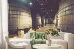 Fototapeta: Drewnianych beczkach w starym piwnicy