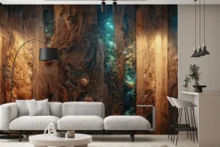 Fototapeta: Drewno z niebieską żywicą