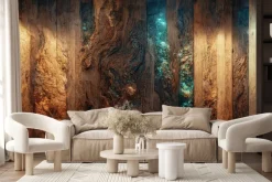 Fototapeta: Drewno z niebieską żywicą