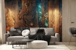 Fototapeta: Drewno z niebieską żywicą