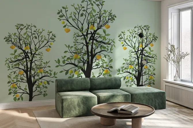 Fototapeta: Drzewa cytrynowe z zielonymi liśćmi