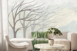 Fototapeta: Drzewa na wietrze minimalistyczny krajobraz