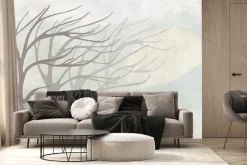 Fototapeta: Drzewa na wietrze minimalistyczny krajobraz