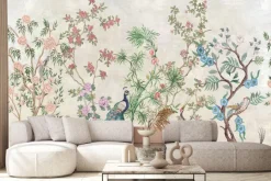 Fototapeta: Drzewa z kwiatami wśród ptaków