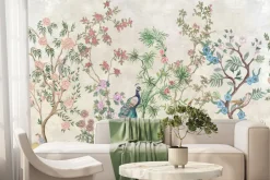 Fototapeta: Drzewa z kwiatami wśród ptaków