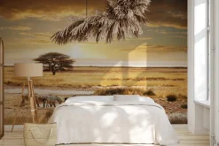 Fototapeta: Drzewo na środku safari z zebrami