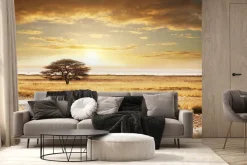 Fototapeta: Drzewo na środku safari z zebrami